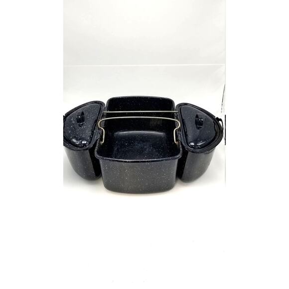 Vintage Enamelware Roaster Pans, Graniteware Camping Set - Picture 1 of 5